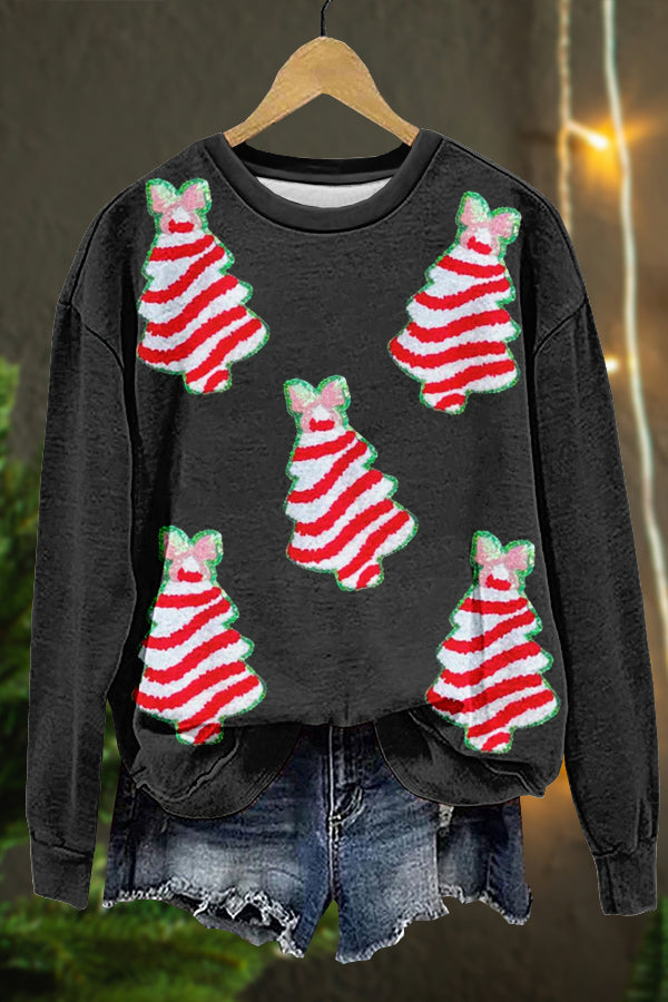 Shiny Cute Christmas Tree Print Sweatshirt