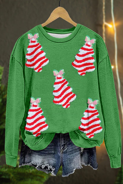 Shiny Cute Christmas Tree Print Sweatshirt