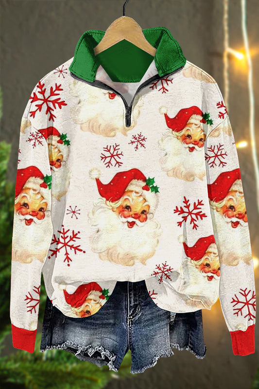 Cute Christmas Santa Claus Print Sweatshirt