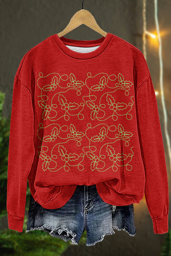 Exquisite Christmas Tree Print Sweatshirt