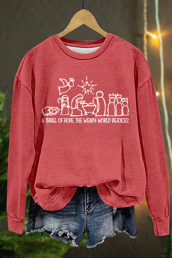 Cute Christian Christmas Print Sweatshirt