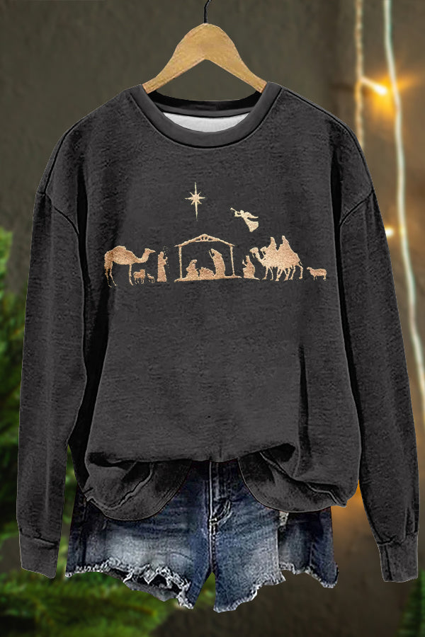 Cute Christian Christmas Print Sweatshirt