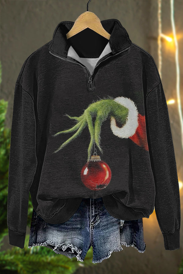 Funny Christmas Grinch Print Sweatshirt