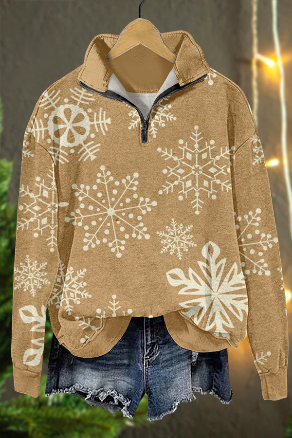 Cozy Christmas Snowflakes Cowboys Print Sweatshirt