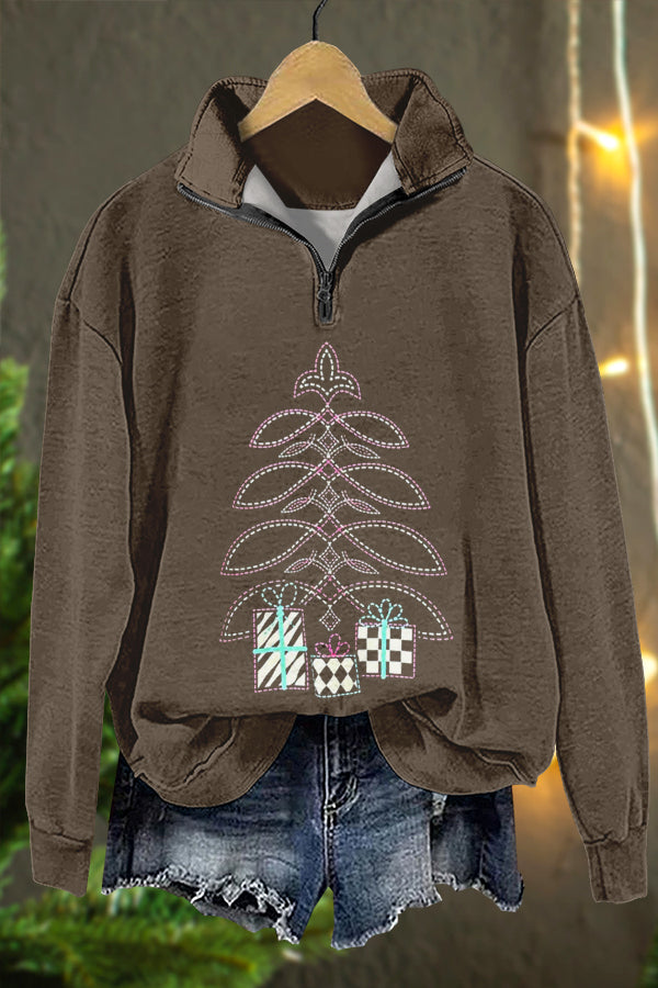 Western Aztec Totem Christmas Tree Print Sweatshirt