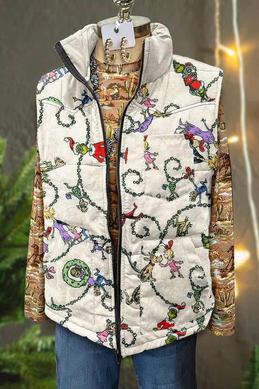 Cute Christmas Grinch Print Vest