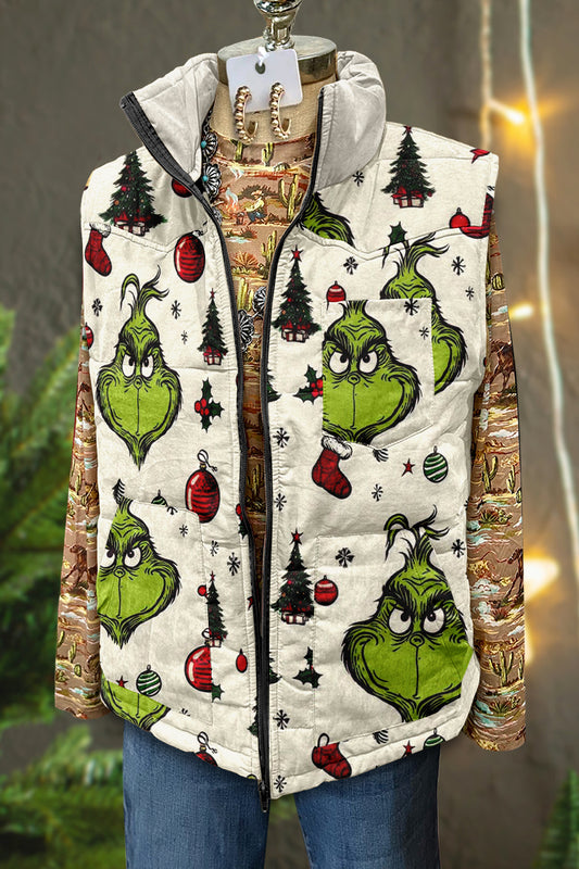 Funny Christmas Grinch Print Vest