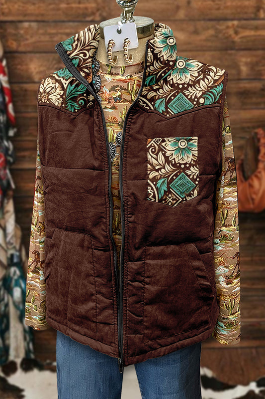 Retro Western Ethnic Totem Print Vest