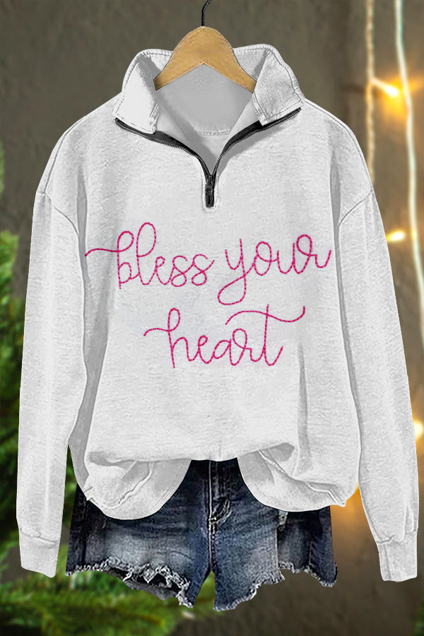 Cute Christmas Bless Print Sweatshirt