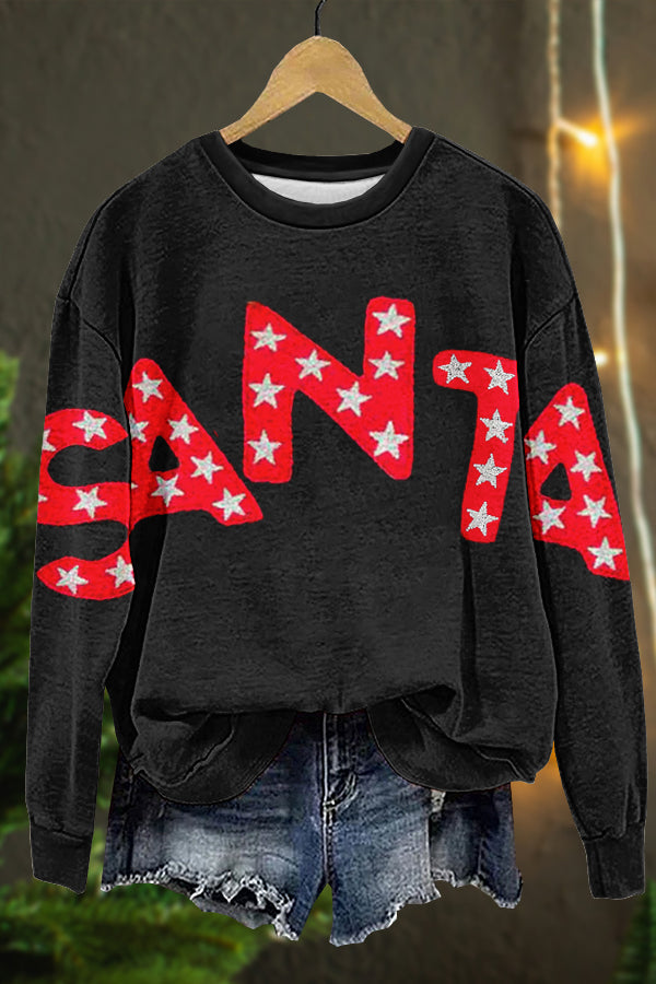 Christmas SANTA Santa Claus Print Sweatshirt