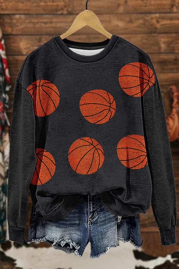 Shiny Gameday Basketball Mom Print Sweatshirt