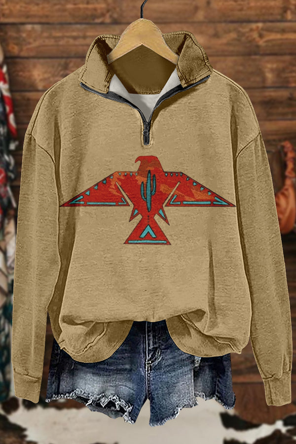 Vintage Western Ethnic Tribal Eagle Print Sweatshirt