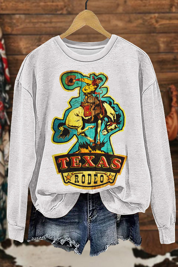 Cozy Texas Cowboys Rodeo Print Sweatshirt