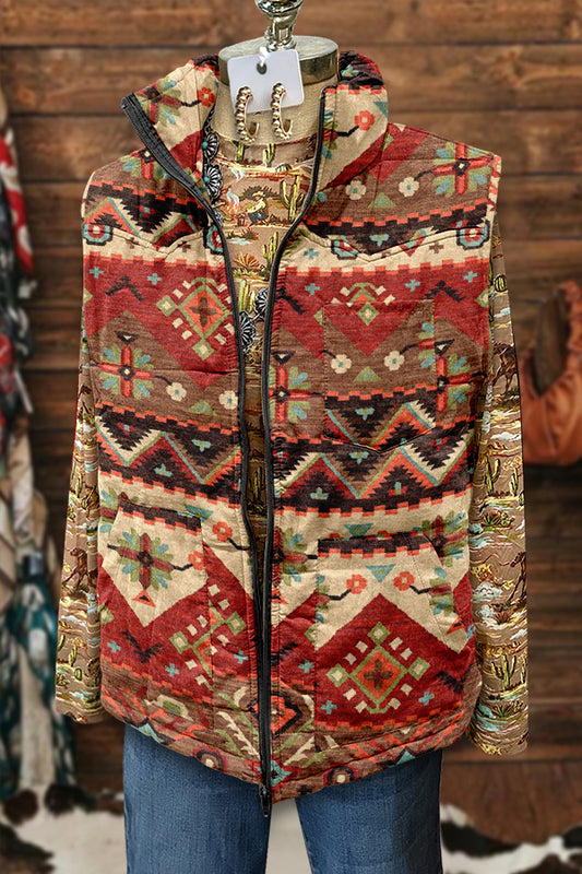 Retro Western Aztec Ethnic Totem Print Vest