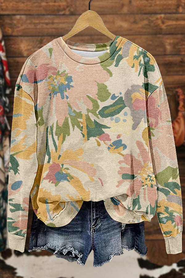 Cute Floral Print Sweatshirt