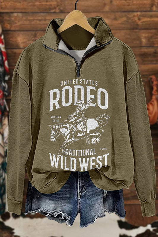 NFR Rodeo Western Cowboy Horse Racing Print Sweatshirt