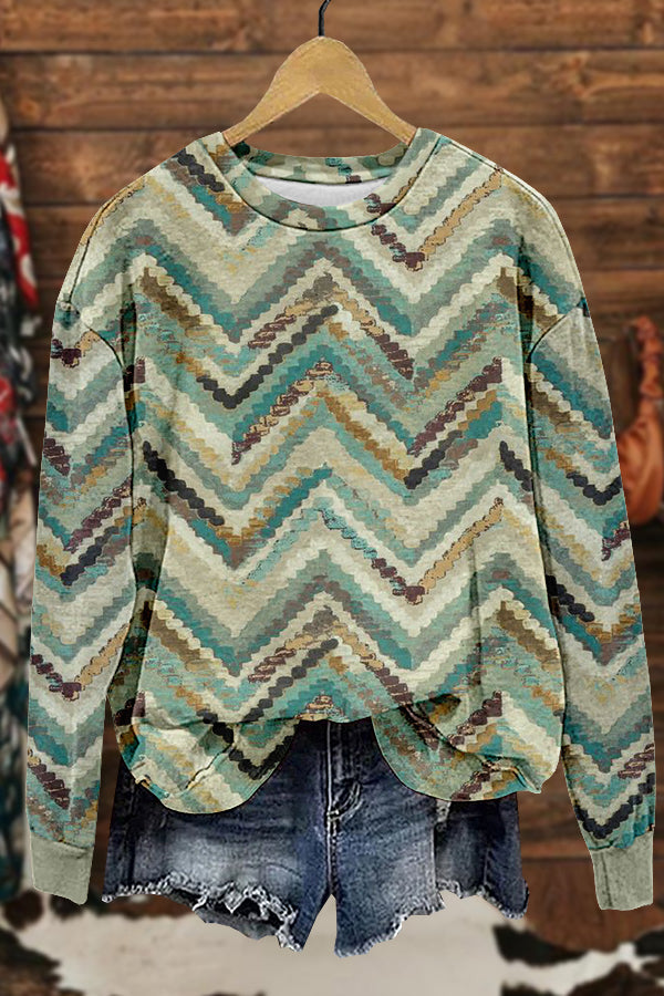 Vintage Western Ethnic Aztec Print Sweatshirt