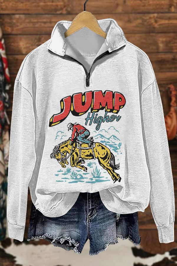 Cozy Western Cowboy Print Sweatshirt