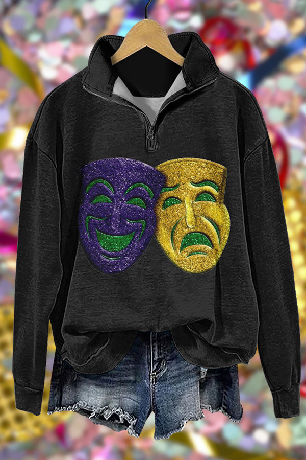 Shiny Mardi Gras Print Sweatshirt