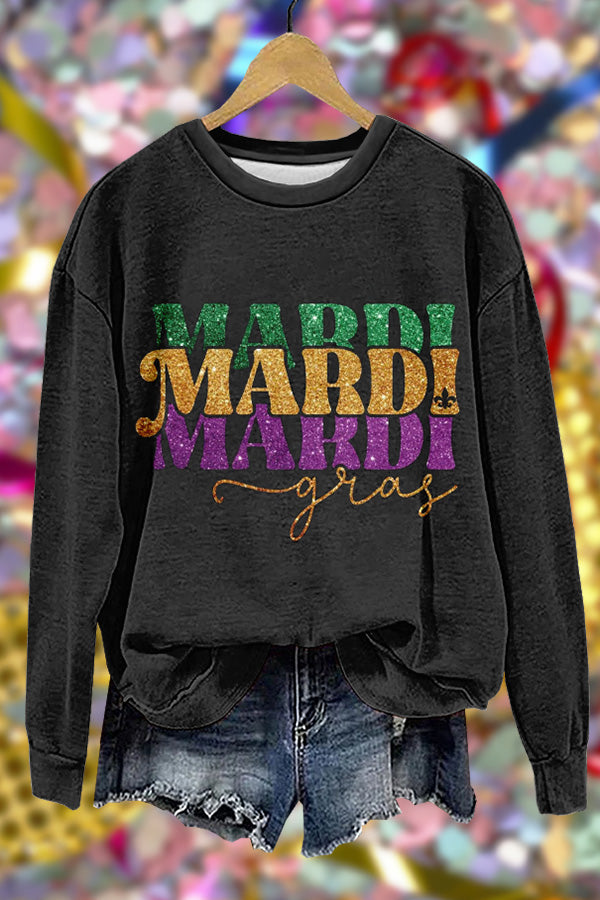 Shiny Mardi Gras Print Sweatshirt