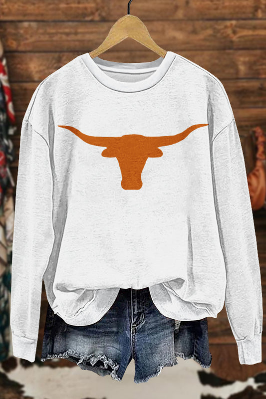 Cozy Gameday Texas Longhorn Print Sweatshirt