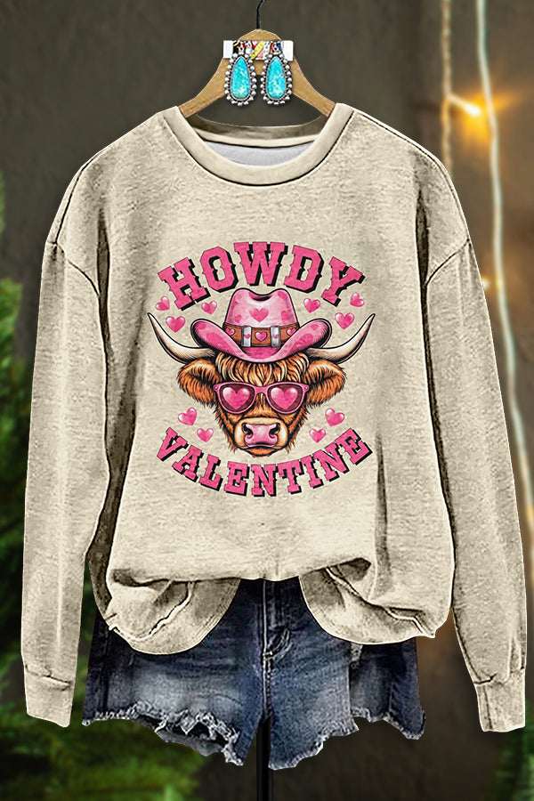 Vintage Western Valentine's Day Print Sweatshirt