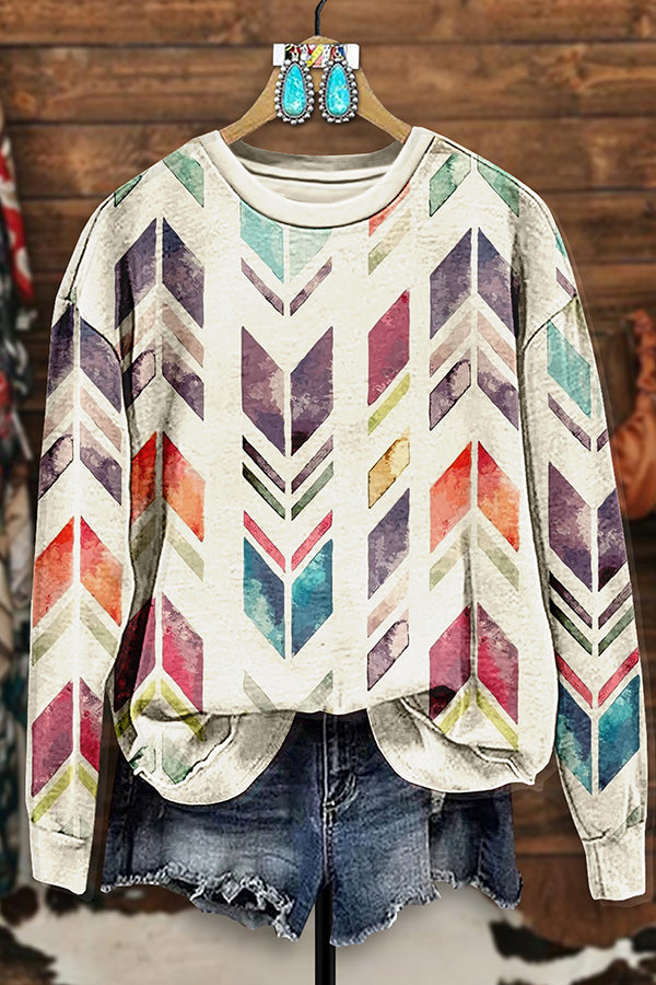 Vintage Western Arrow Print Sweatshirt