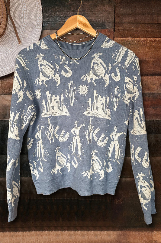 Retro Western Desert Cowboys Sweater