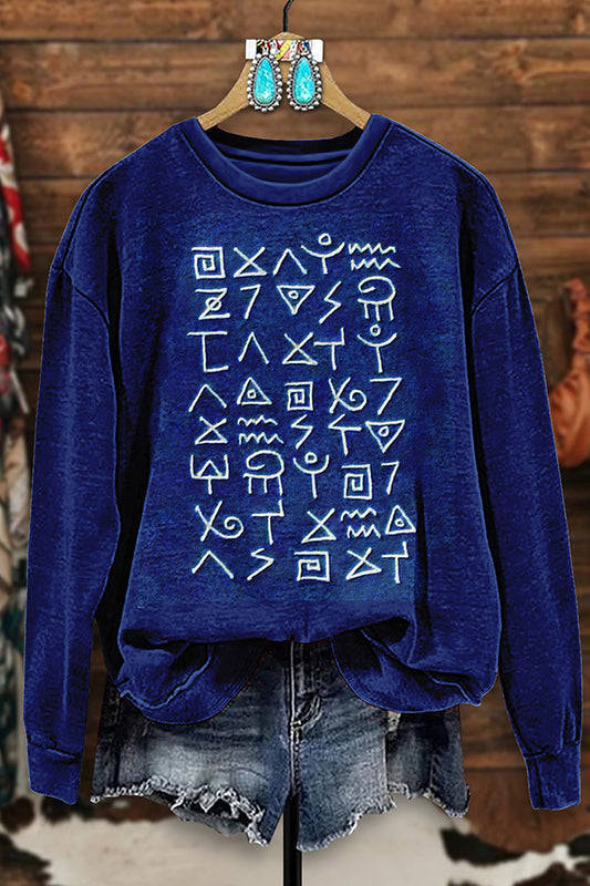 Vintage Western Symbols Print Sweatshirt