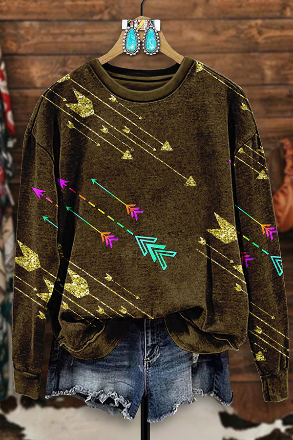 Vintage Western Arrow Print Sweatshirt