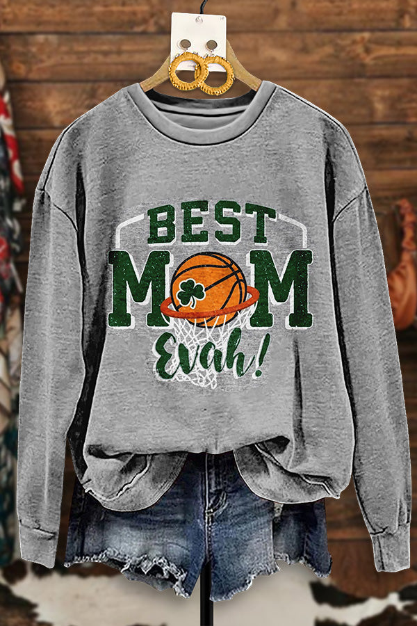 Casual Basketball Mom Print Sweatshirt