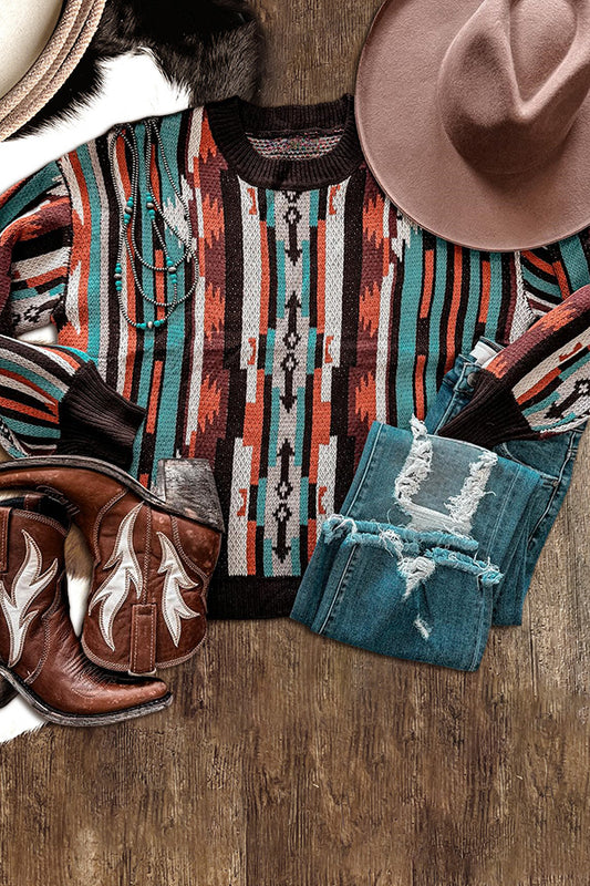 Vintage Western Aztec Print Sweater