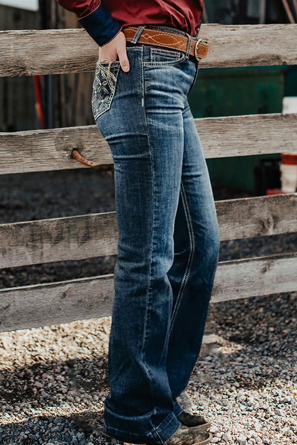 Vintage Bootcut Embroidered Jeans