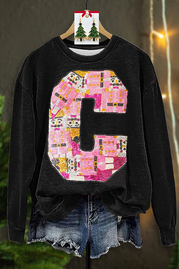 Sparkling Nutcracker Sequined Christmas Sweatshirt