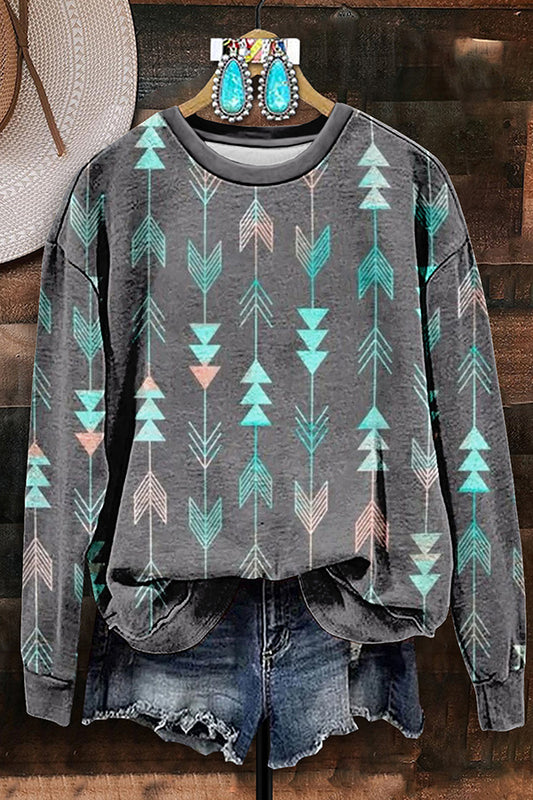 Retro Western Aztec Print Sweatshirt