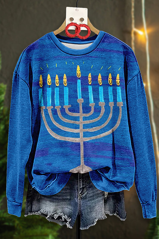 Retro Candlestick Print Sweatshirt