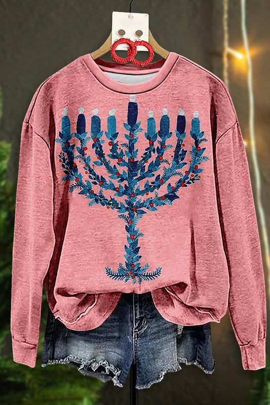 Retro Candlestick Print Sweatshirt