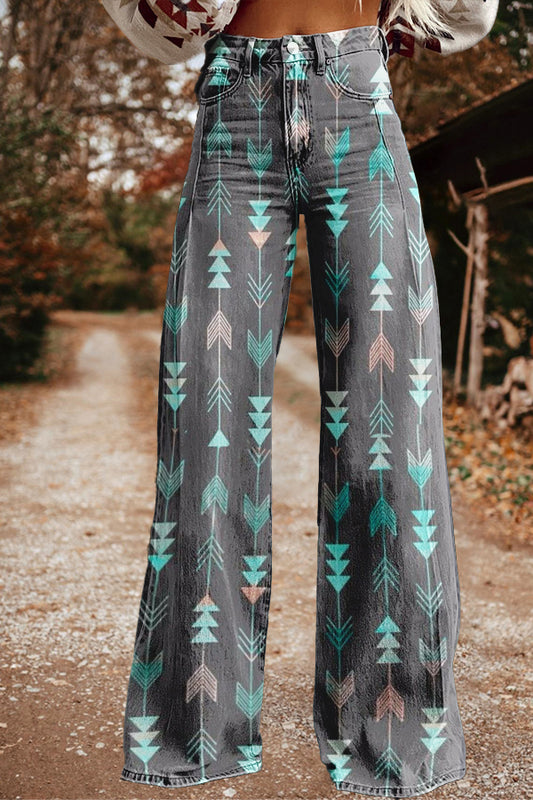 Vintage Western Aztec Arrow Print Trousers