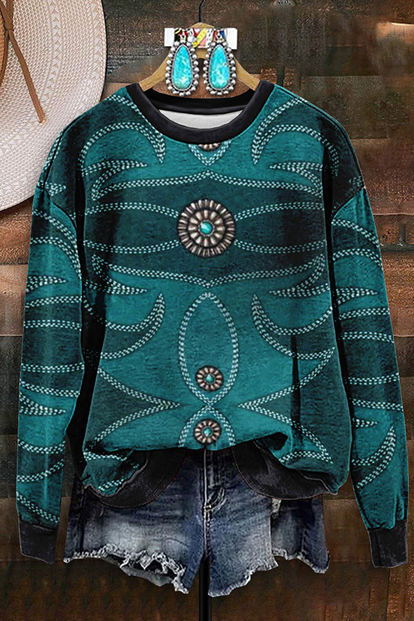 Vintage Boot Stitch Print Sweatshirt