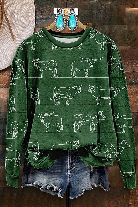 Vintage Western Cow Print Sweatshirt