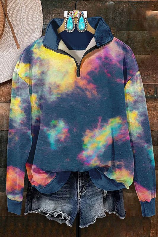 Unique Gradient Starry Sky Print Sweatshirt