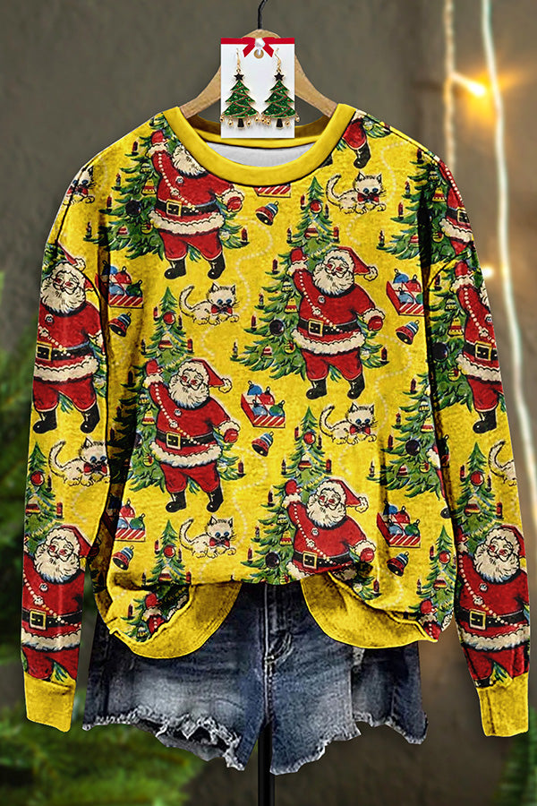 Vintage Santa Claus Print Sweatshirt