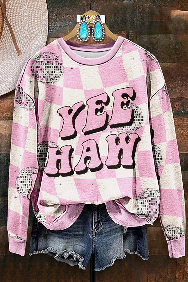 Retro Western Yee Haw Print Sweatshirt