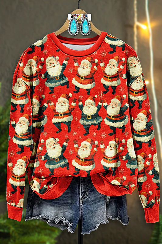 Vintage Santa Claus Print Sweatshirt