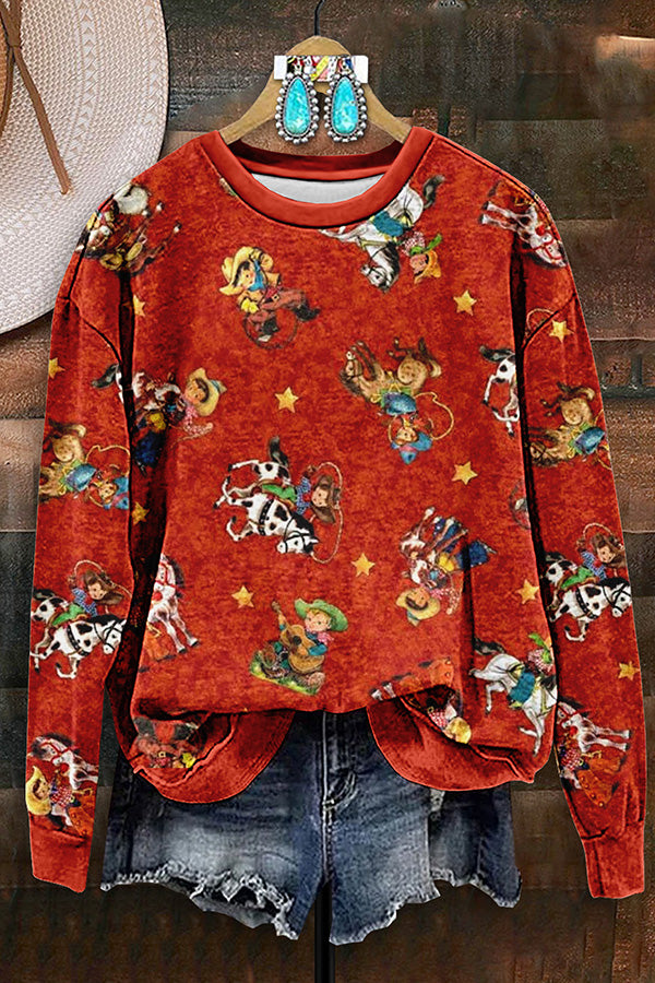 Vintage Western Rodeo Print Sweatshirt