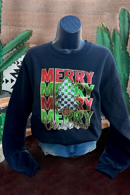 Merry Merry Sequin Patch Sweatshirt