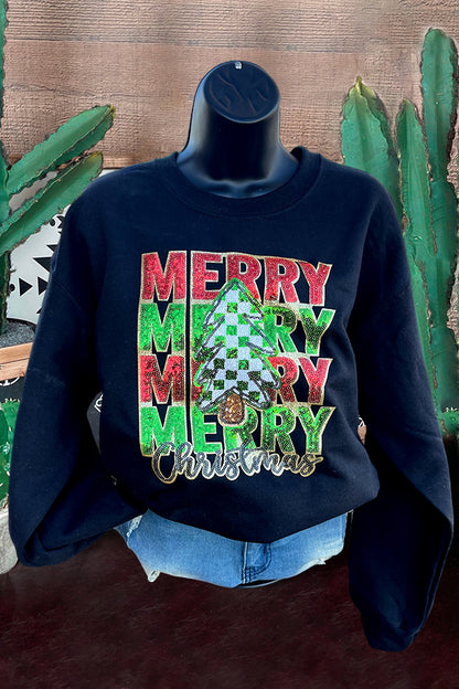 Merry Merry Sequin Patch Sweatshirt