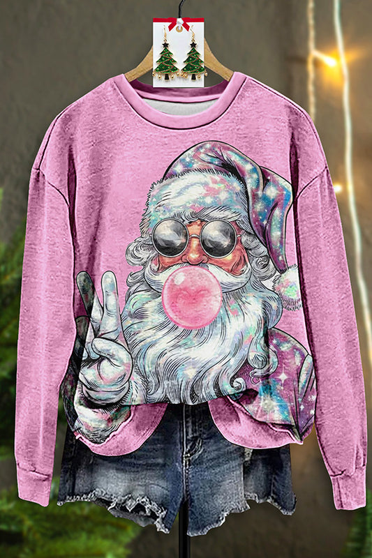 Vintage Santa Claus Print Sweatshirt