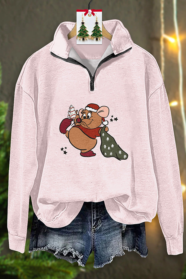 Retro Christmas Zipper Sweatshirt