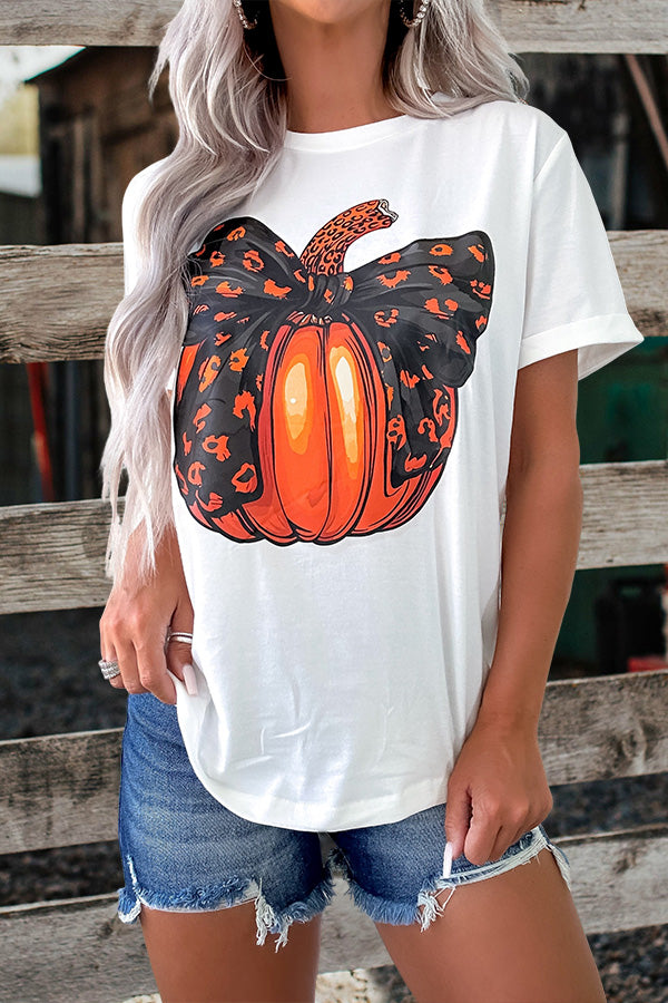 Bowknot Pumpkin Graphic T-shirt